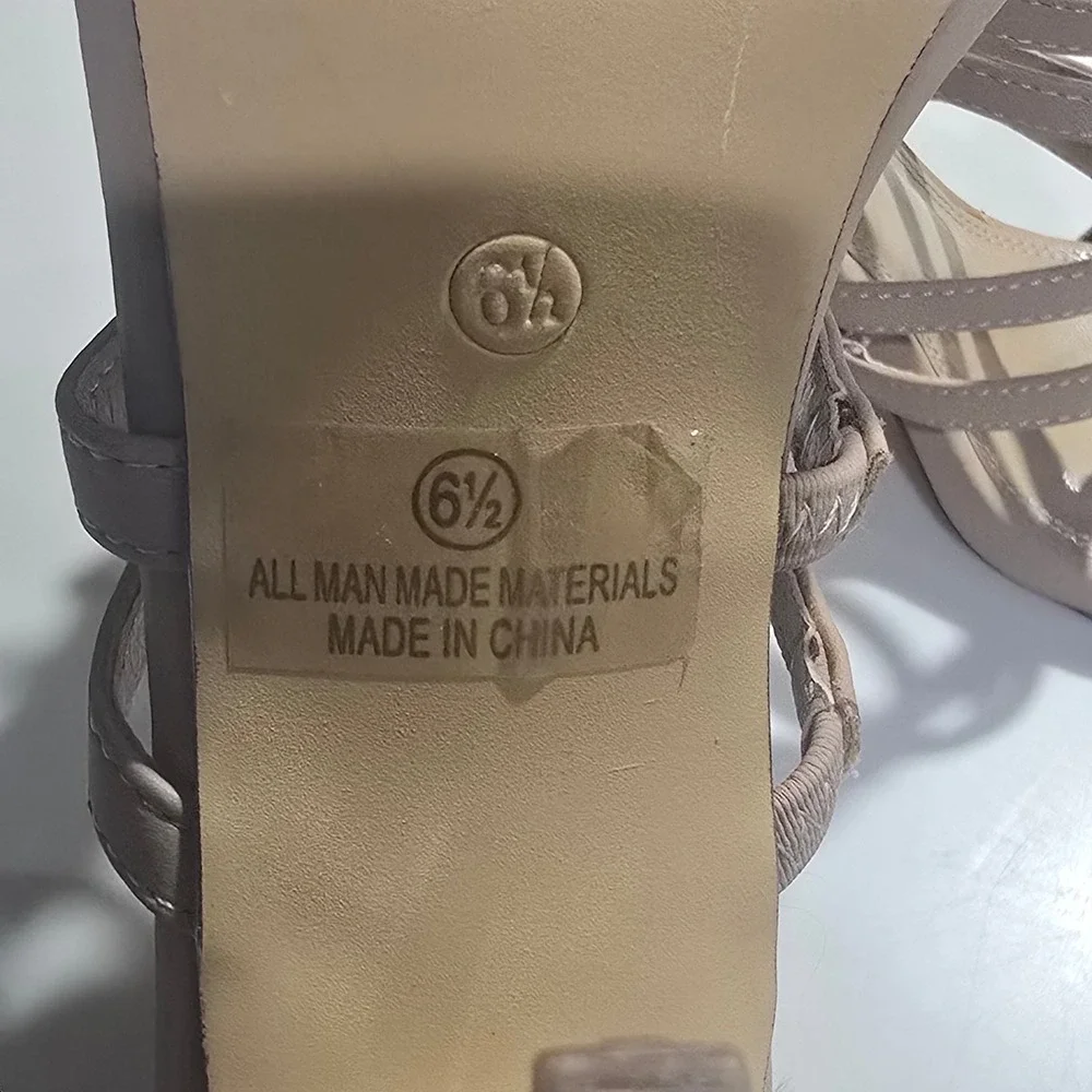 OLIVIA K‎ Gold Strappy Stiletto Heels Gladiator Sandals Women's Size 6.5